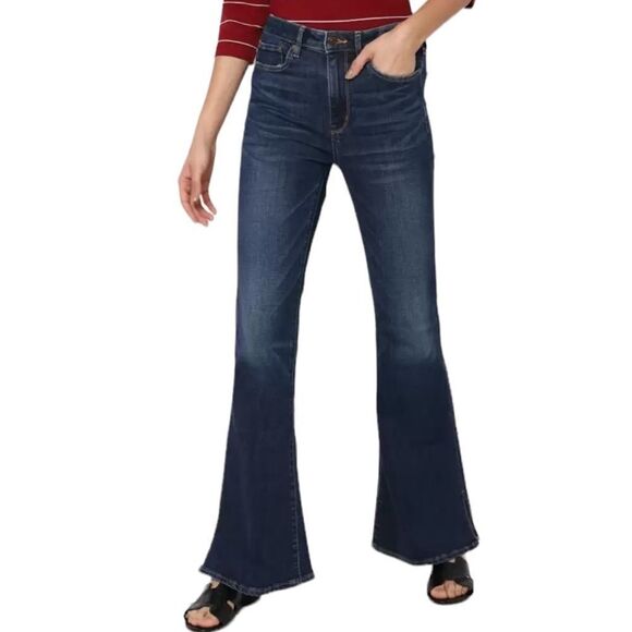American Eagle super hi-rise flare, size 4 regular dark wash - Picture 1 of 10